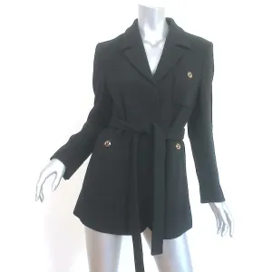 Gucci Belted Jacket Black Wool Crepe Size 44
