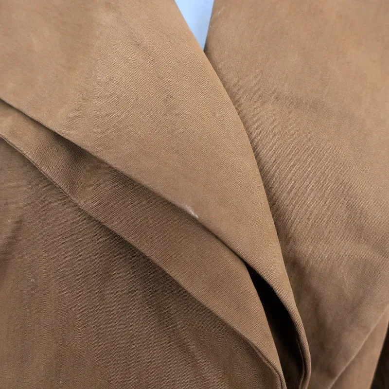 Heidi Merrick Double Lapel Trench Coat Brown Canvas Size Small Belted Jacket