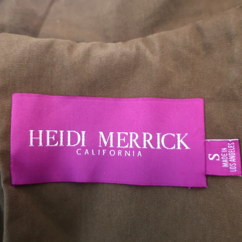 Heidi Merrick Double Lapel Trench Coat Brown Canvas Size Small Belted Jacket