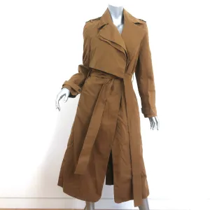 Heidi Merrick Double Lapel Trench Coat Brown Canvas Size Small Belted Jacket