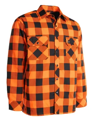 Hi Vis Orange/Black Buffalo Plaid Quilted Flannel Shirt Jacket