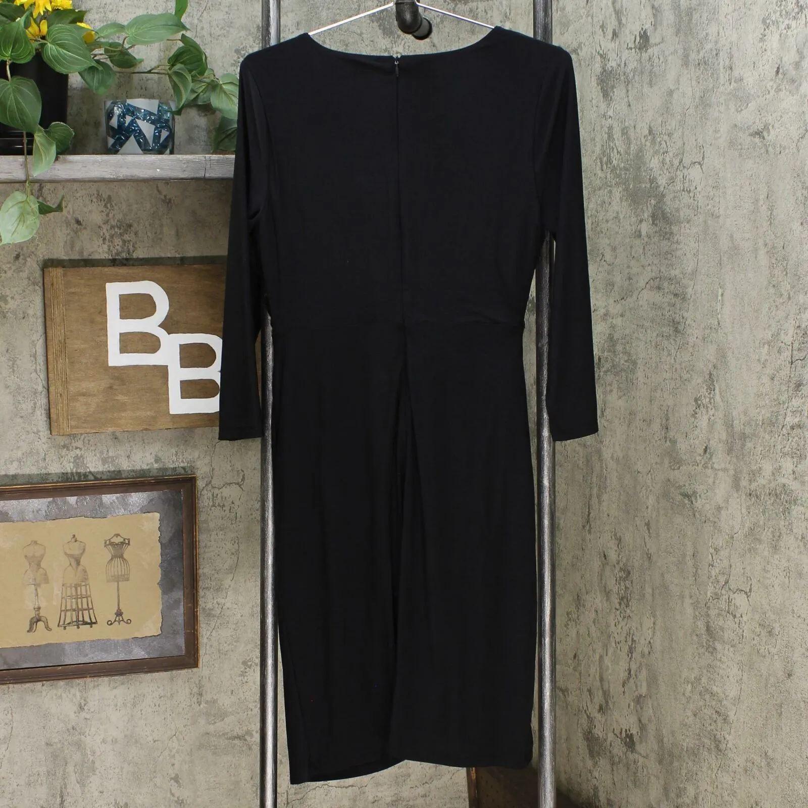 INC International Concepts Women's Ruched V-Neck 3/4-Sleeve Dress
