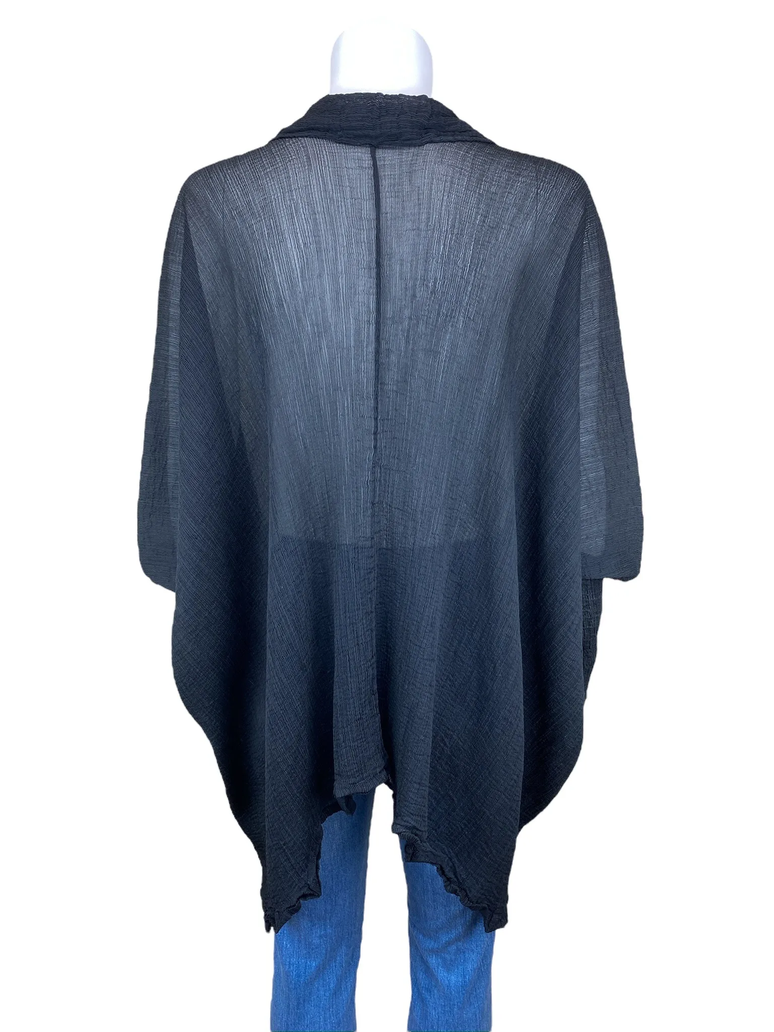 Issey Miyake Cauliflower Women's Oversized Crinkle Blouse Black One Size