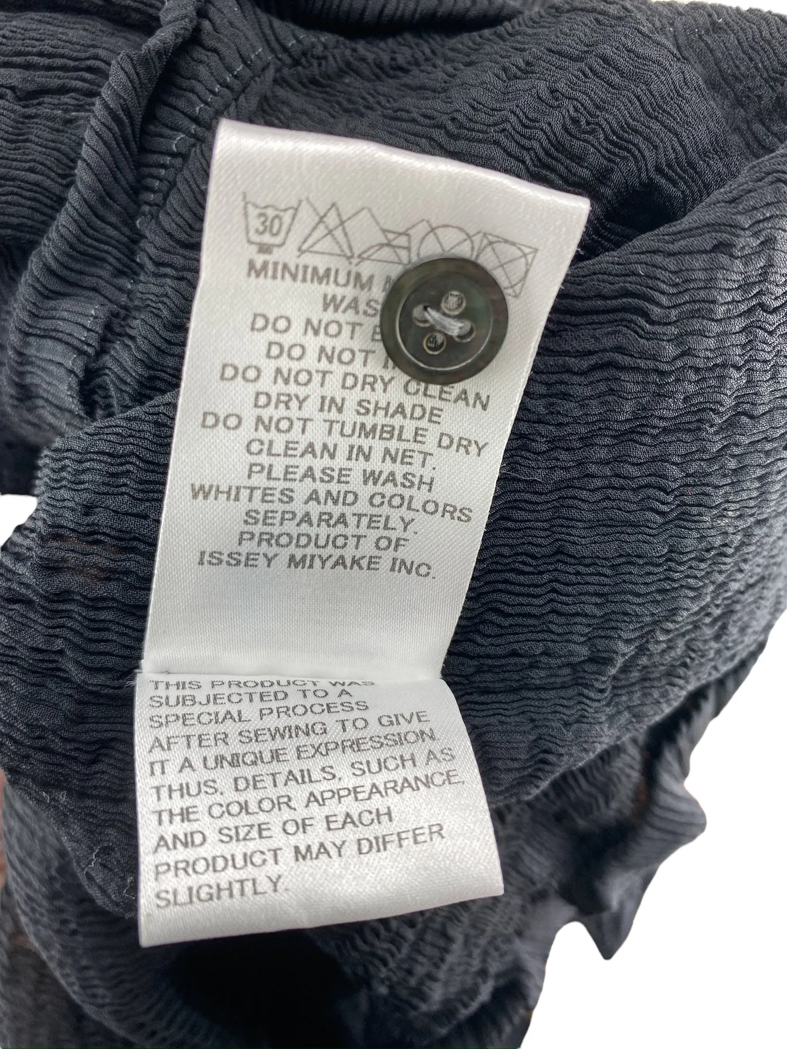 Issey Miyake Cauliflower Women's Oversized Crinkle Blouse Black One Size