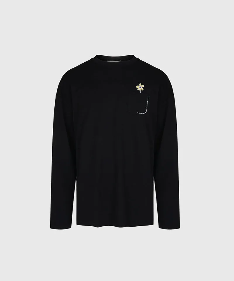 KANDINI Pocket Long Sleeve Tee(Unisex) - Black