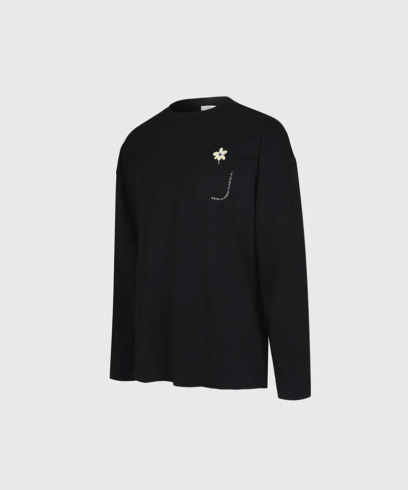 KANDINI Pocket Long Sleeve Tee(Unisex) - Black