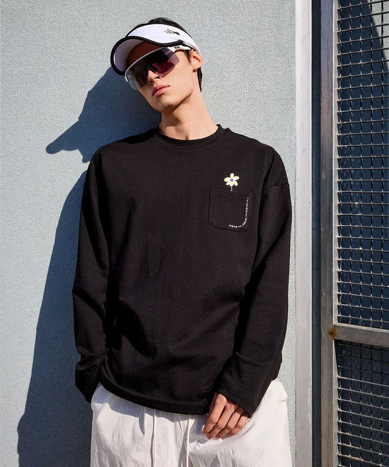 KANDINI Pocket Long Sleeve Tee(Unisex) - Black