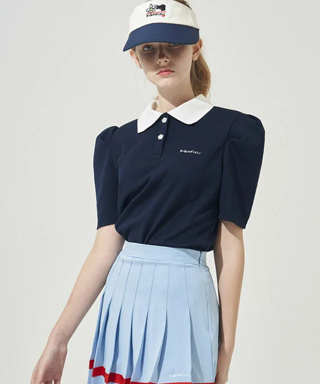 KANDINI Polo Shirts With Puff Sleeve / Short - Navy
