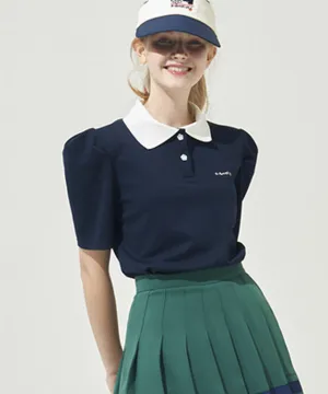 KANDINI Polo Shirts With Puff Sleeve / Short - Navy