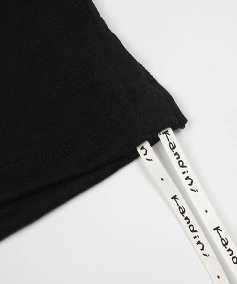 KANDINI Side Ruched Slim Tee - Black