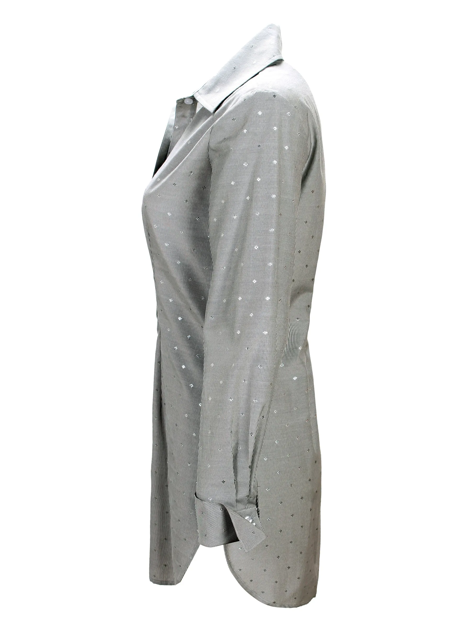 Kaylynn Tailored Button Down White Tunic Blouse
