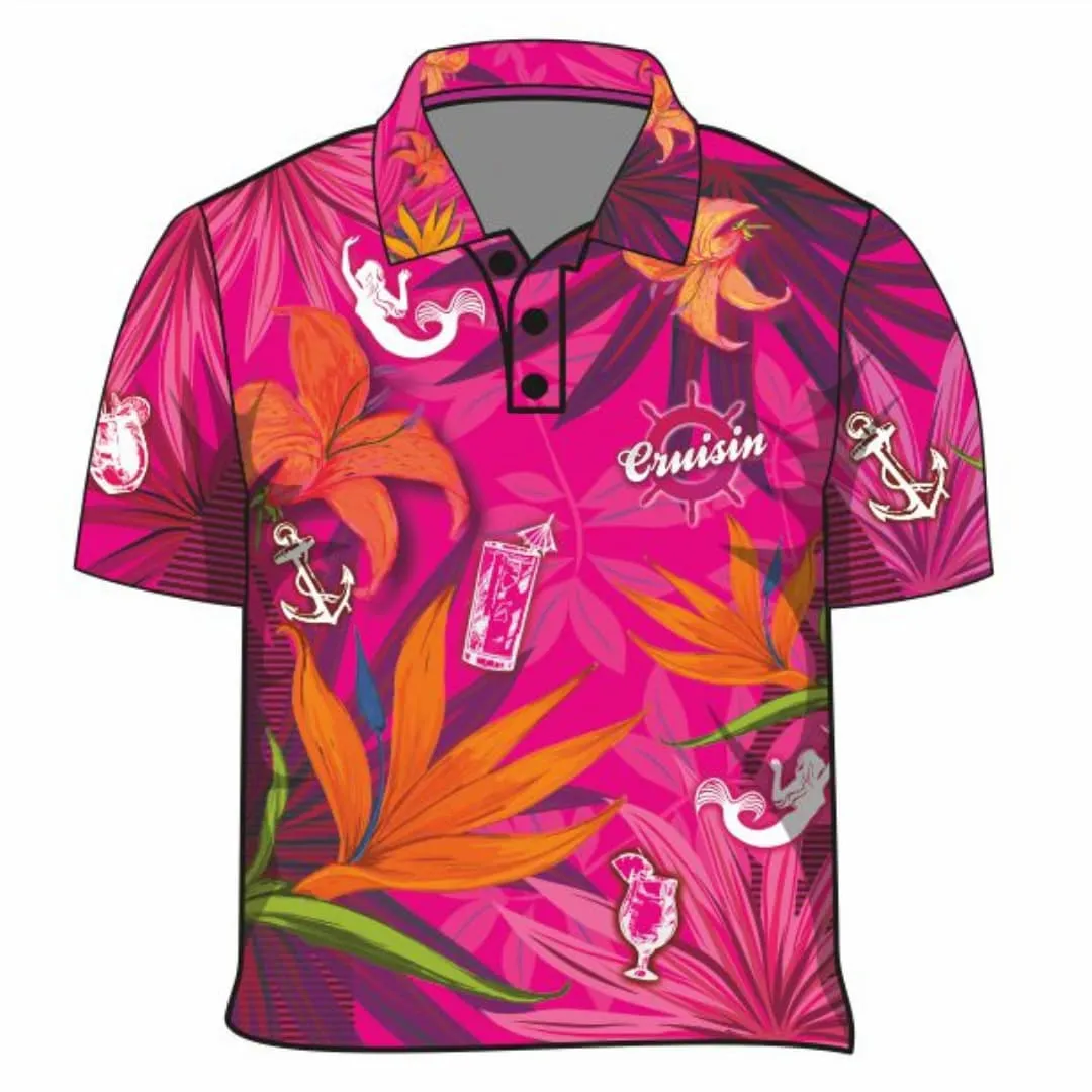 Kids Tropical | Cruisin Pink Tropical Hawaiian Cruise Fishing Shirt