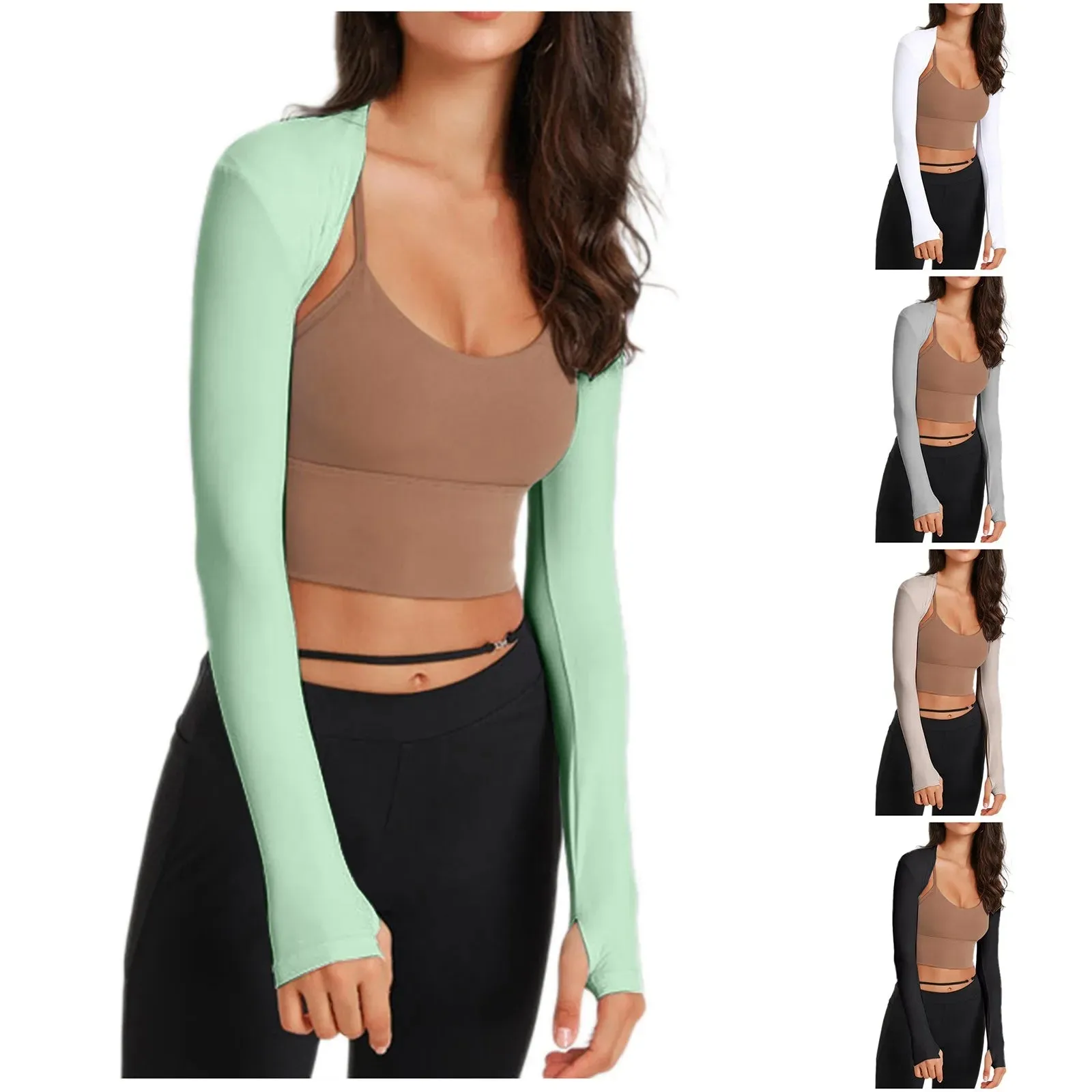 Ladies Yoga Fitness Cardigan Tops Women Long Sleeve Open Front Cropped Cardigan Workout Tops New Chic Solid Athletic Cardigan