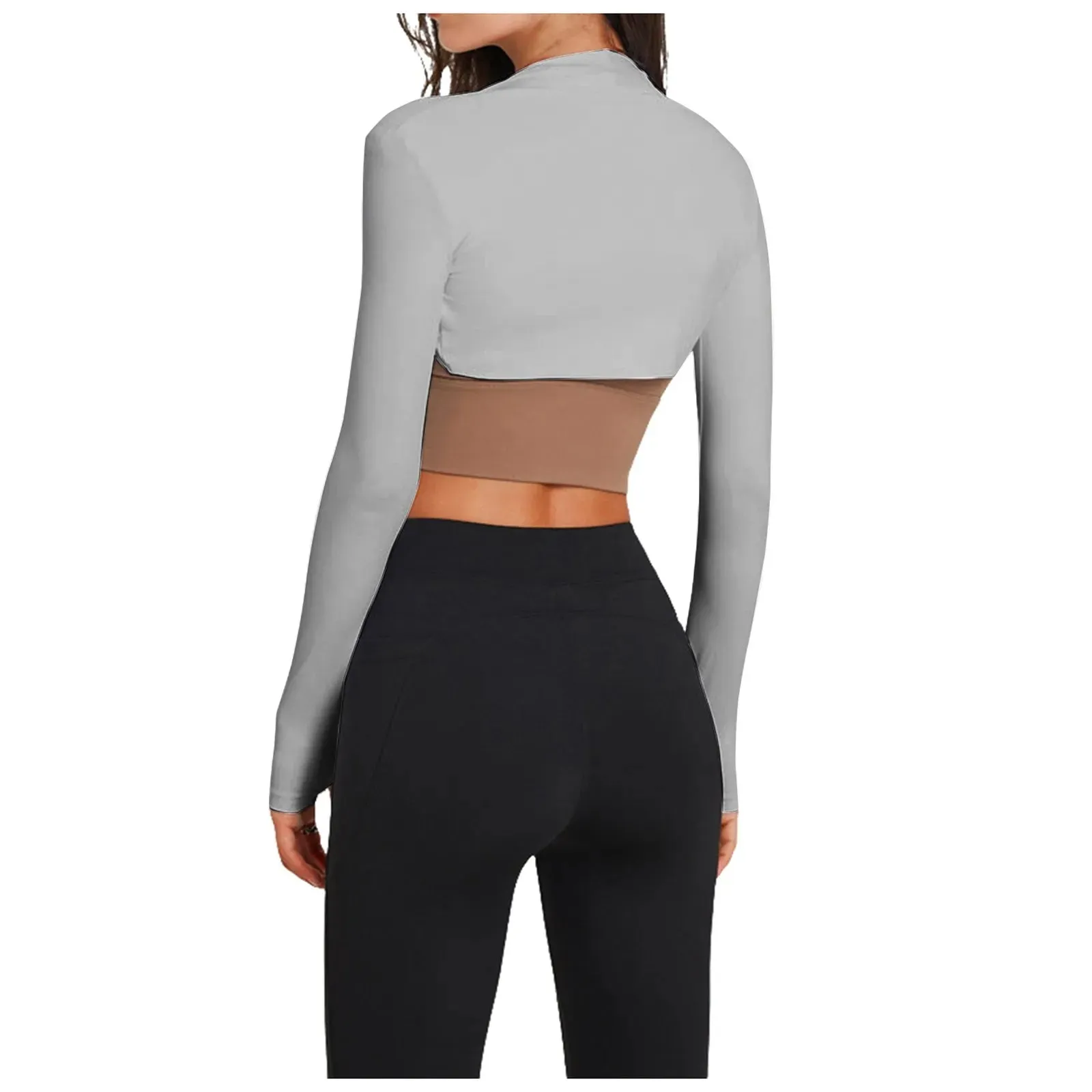 Ladies Yoga Fitness Cardigan Tops Women Long Sleeve Open Front Cropped Cardigan Workout Tops New Chic Solid Athletic Cardigan