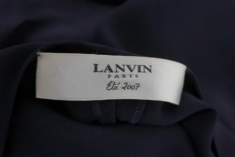 Lanvin Halter Top Purple/Teal Ruched Silk Blouse Size 40