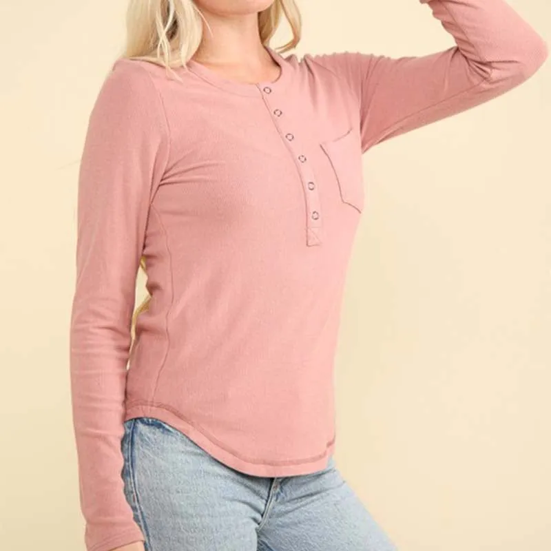 Lightweight Jersey One Pocket Henley Top