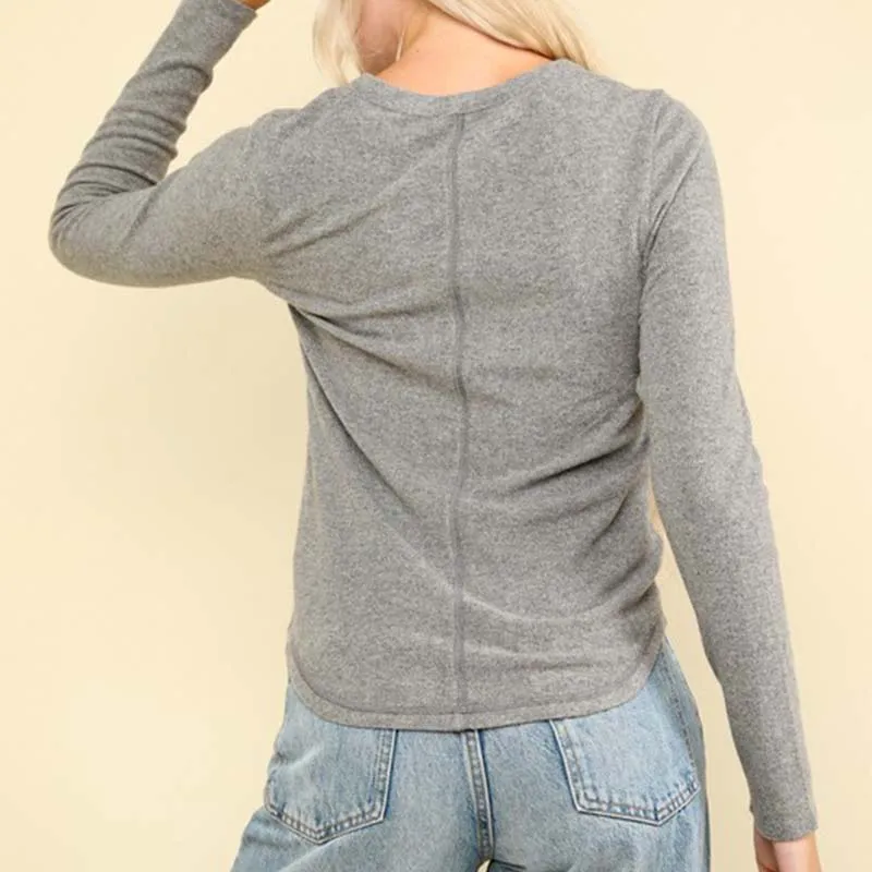 Lightweight Jersey One Pocket Henley Top