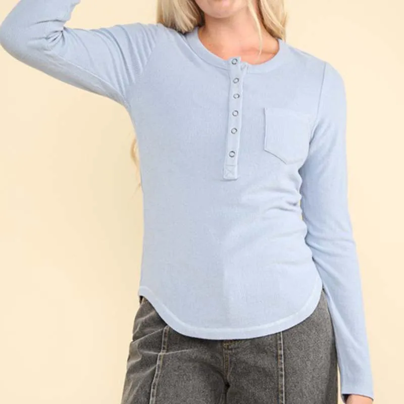Lightweight Jersey One Pocket Henley Top