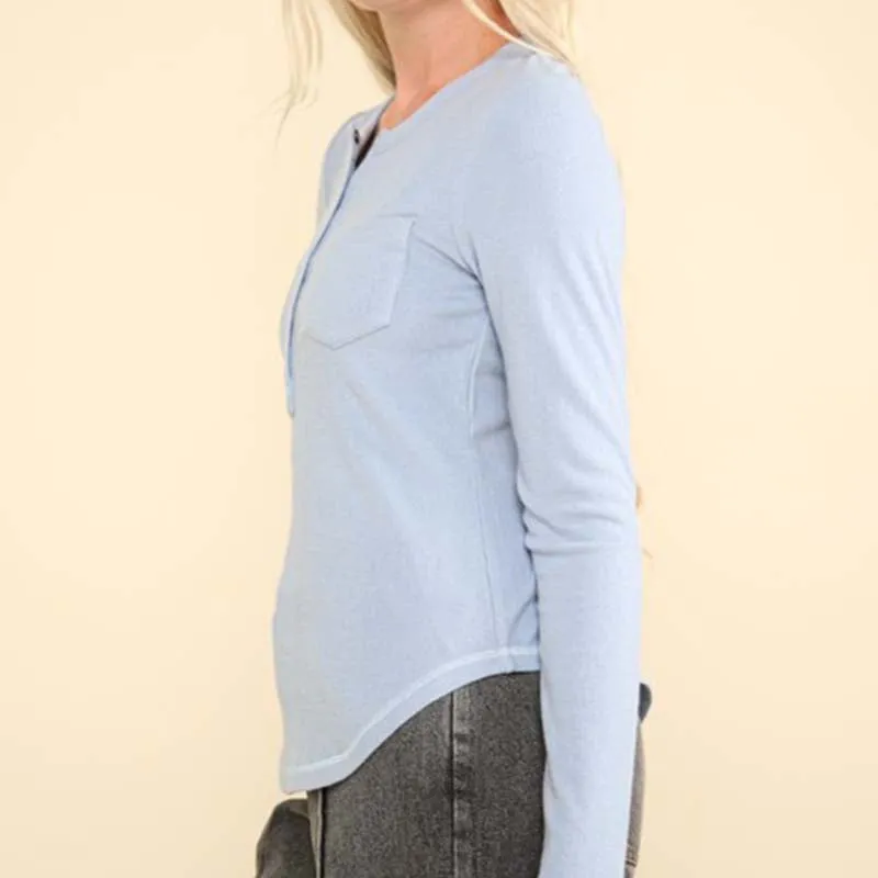 Lightweight Jersey One Pocket Henley Top