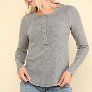 Lightweight Jersey One Pocket Henley Top