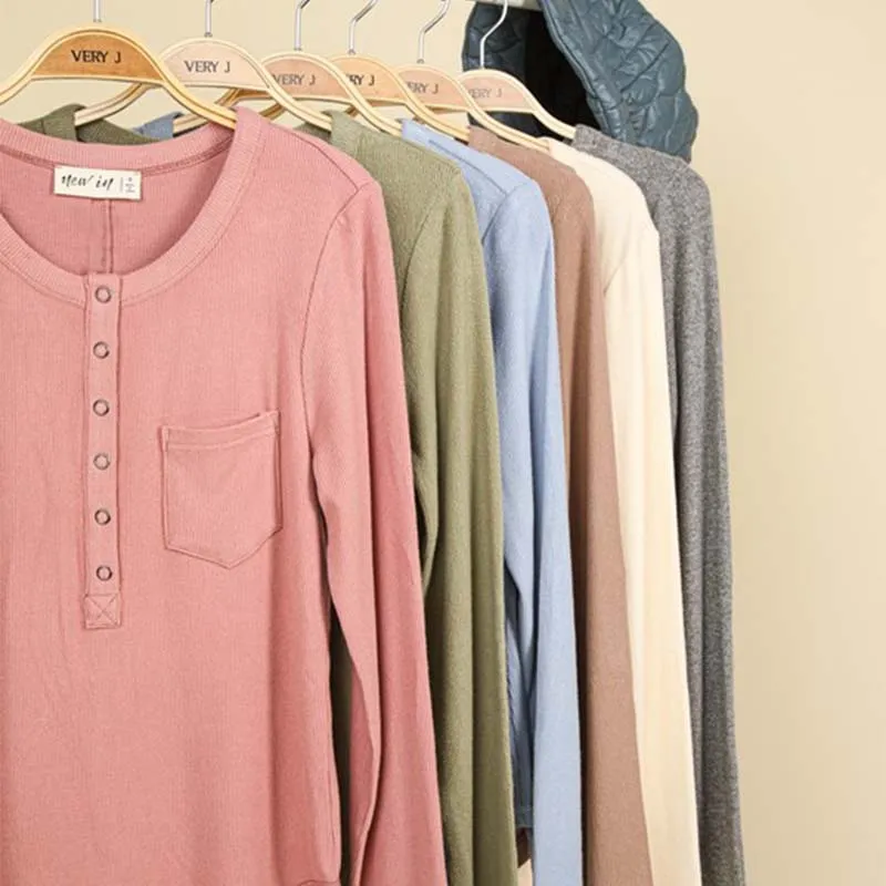 Lightweight Jersey One Pocket Henley Top