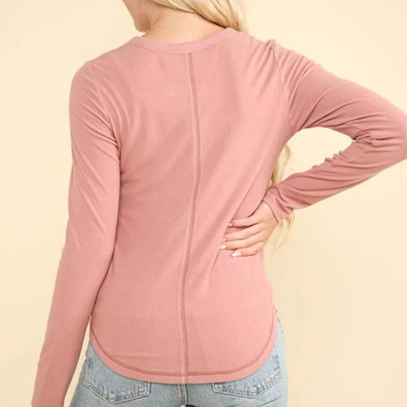 Lightweight Jersey One Pocket Henley Top