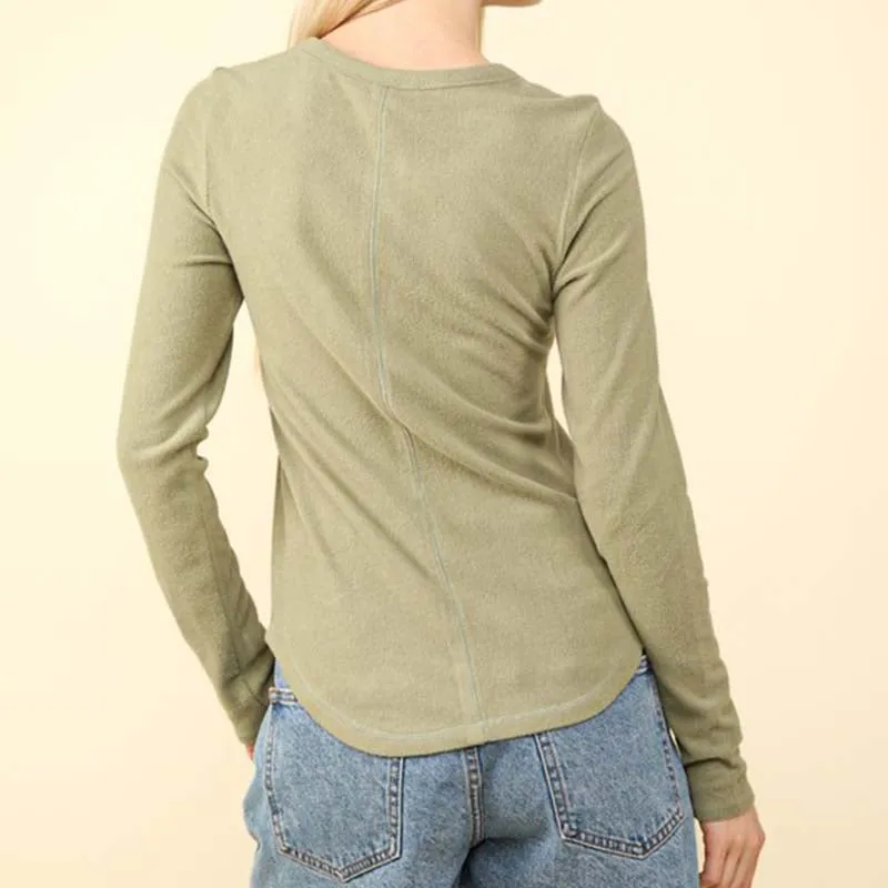 Lightweight Jersey One Pocket Henley Top