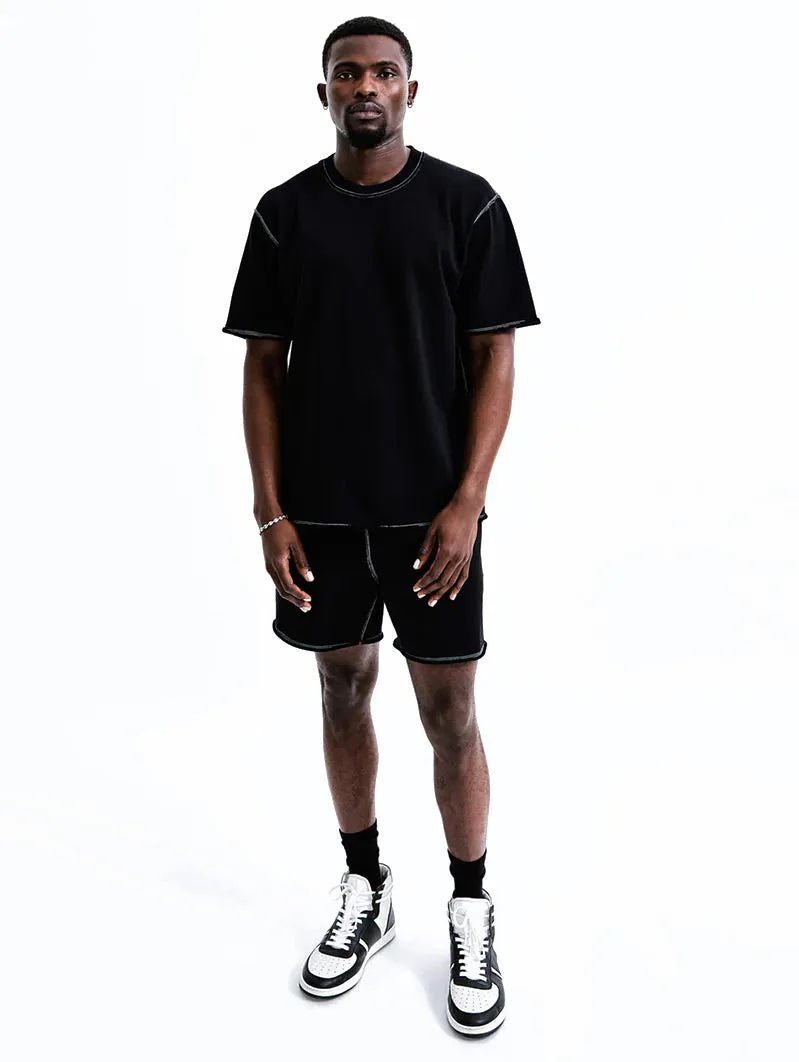 Lightweight Terry Cut-Off T-Shirt Black