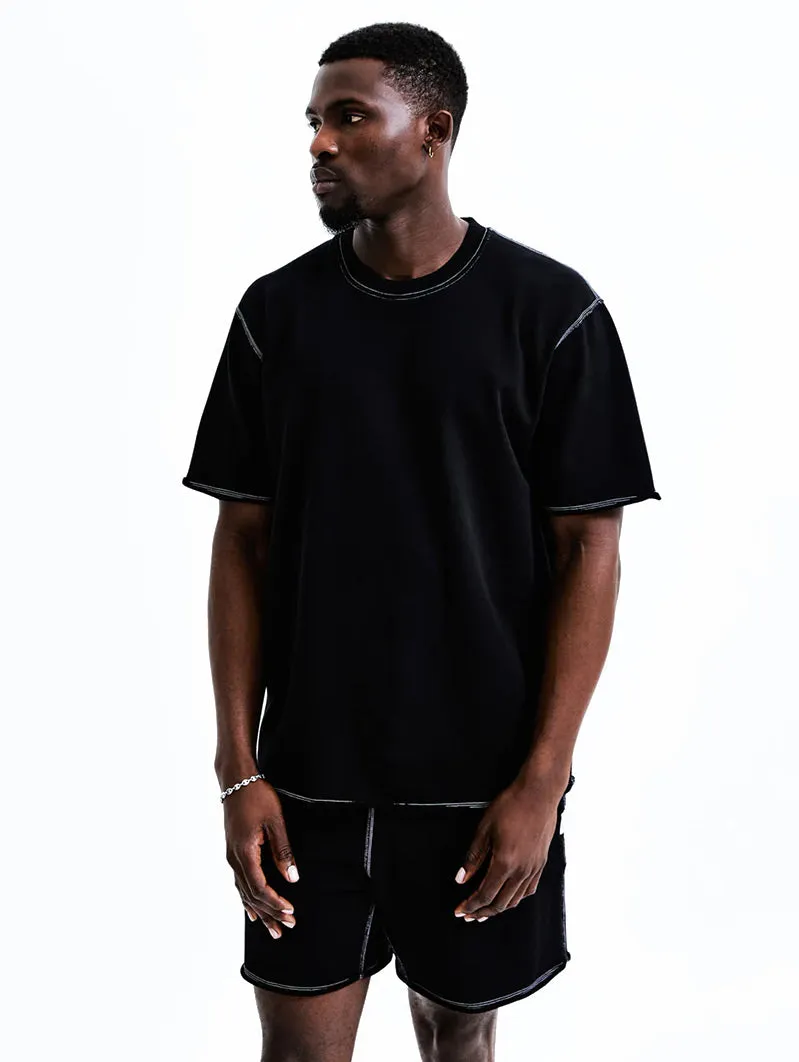 Lightweight Terry Cut-Off T-Shirt Black