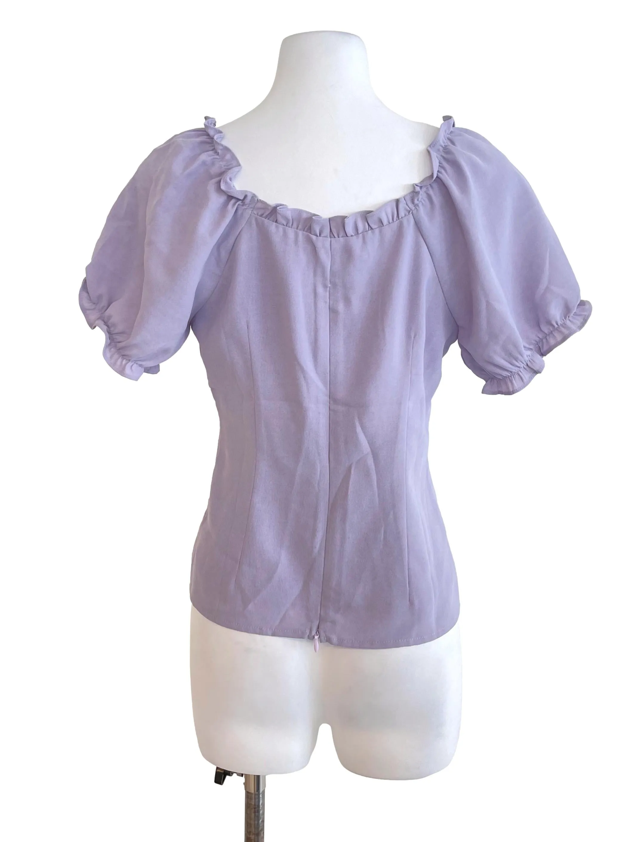 Lilac Ruffled Fitted Blouse