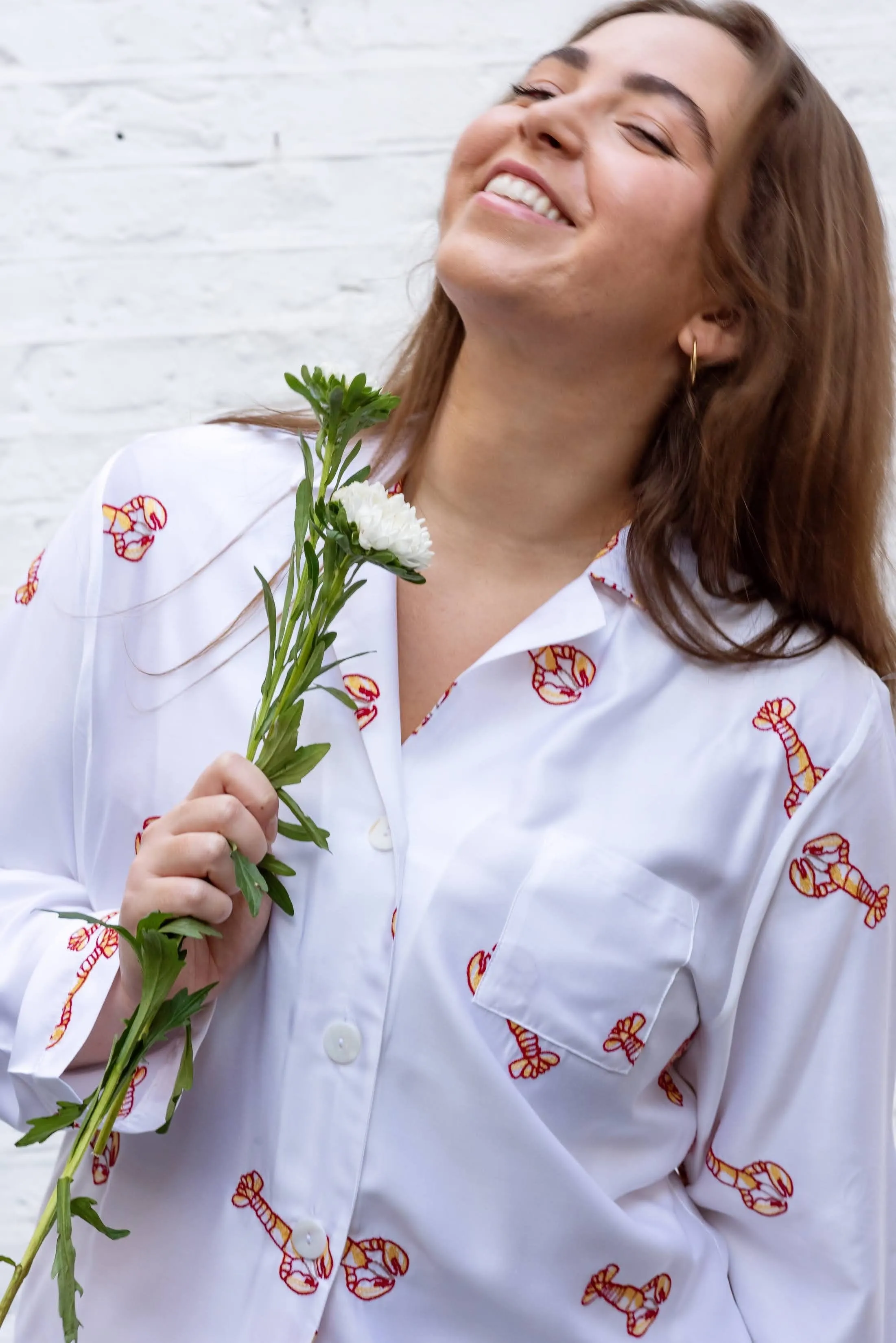 Lobster Edition Bamboo Vegan Silk Pyjama Set | Long