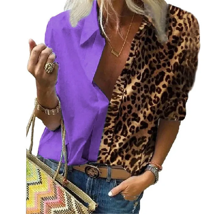 Long-sleeved Leopard Print Loose Shirt