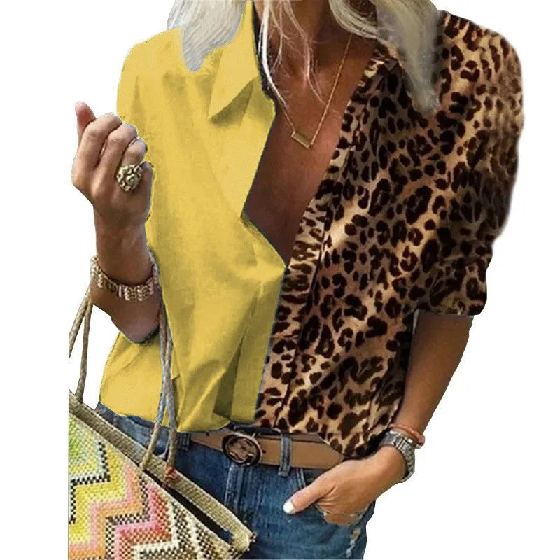 Long-sleeved Leopard Print Loose Shirt
