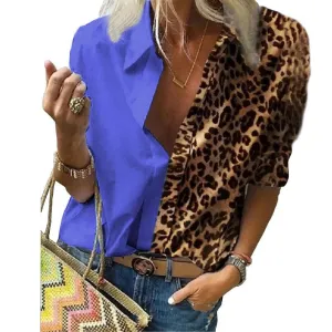 Long-sleeved Leopard Print Loose Shirt