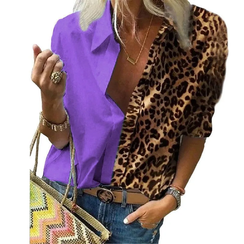 Long-sleeved Leopard Print Loose Shirt