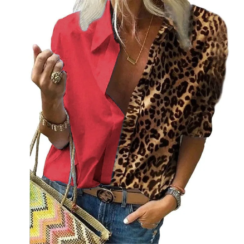 Long-sleeved Leopard Print Loose Shirt