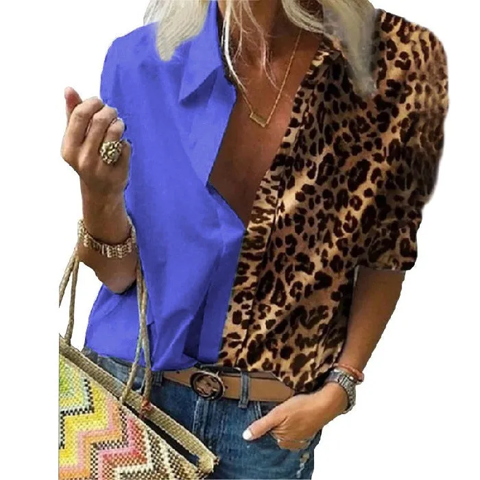 Long-sleeved Leopard Print Loose Shirt