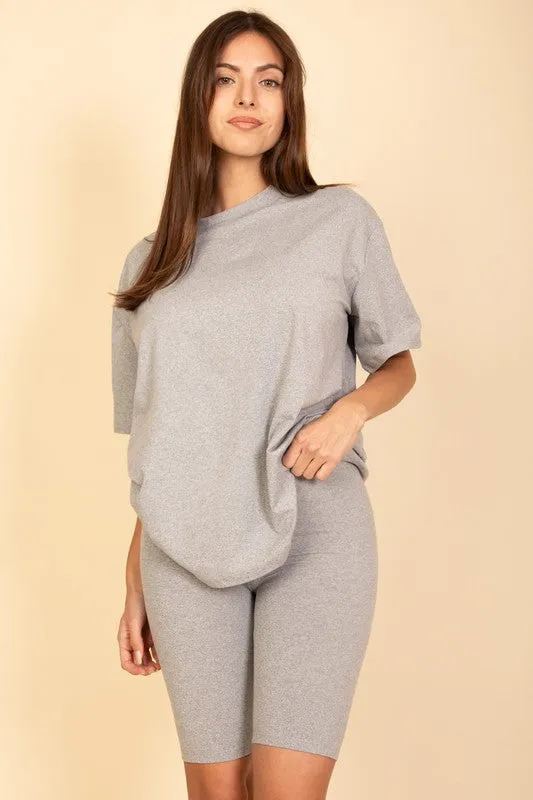 Loose Fit Top oversize shirts & Bike Shorts Set