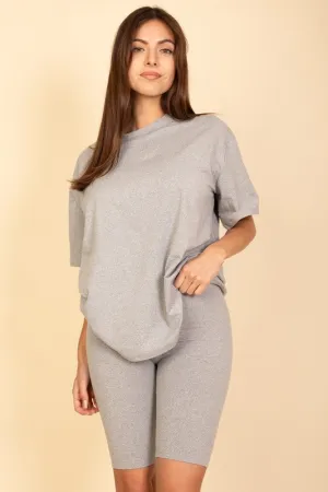 Loose Fit Top oversize shirts & Bike Shorts Set