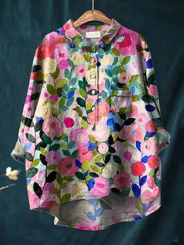 Loose Print Crew Neck Casual Plus Size Women's T-shirt