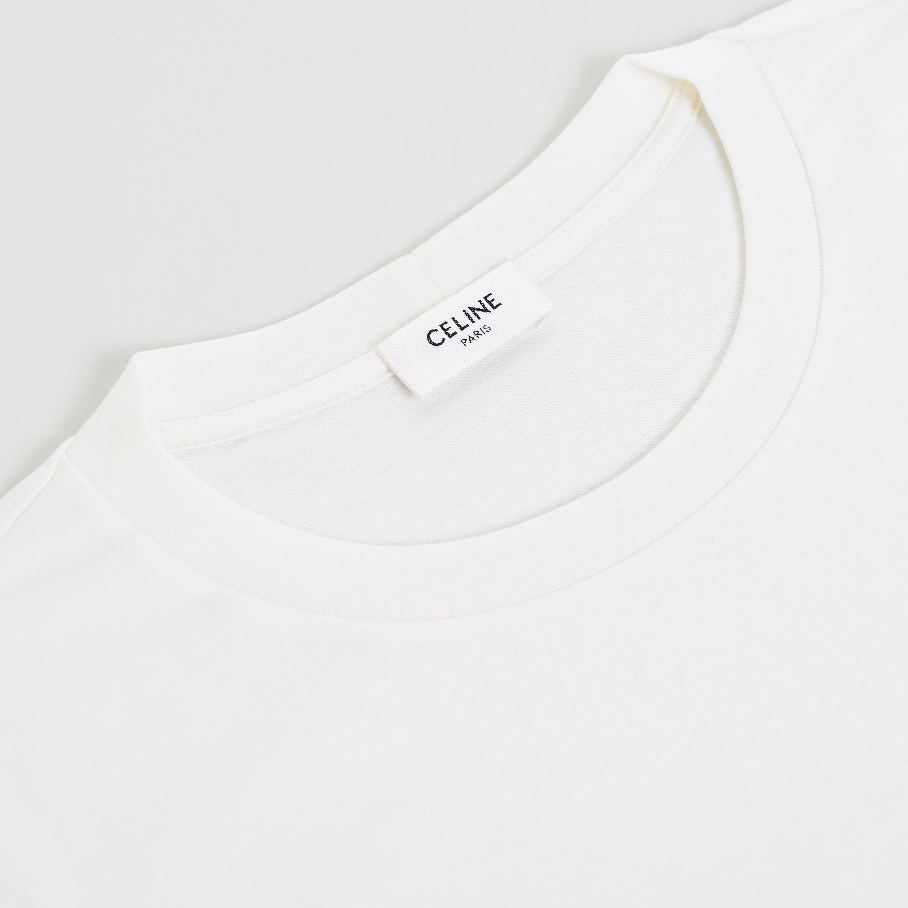 Loose T-Shirt w/ Rhinestone-Studded Logo Print In White Cotton Jersey