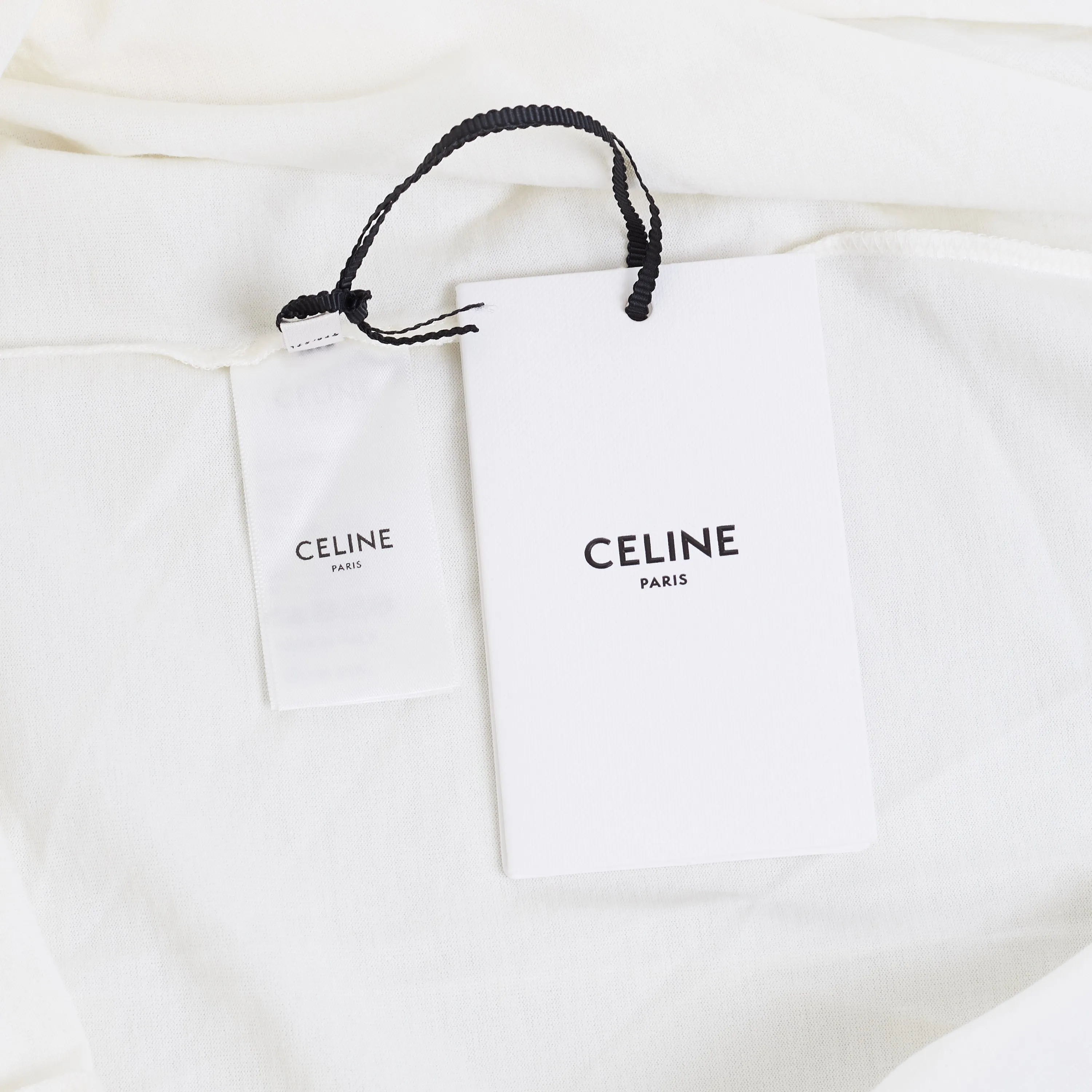 Loose T-Shirt w/ Rhinestone-Studded Logo Print In White Cotton Jersey
