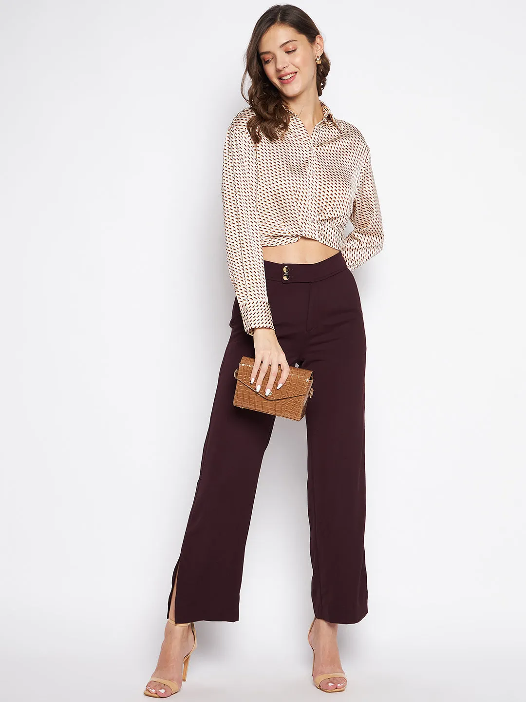 Madame Wide Leg Trousers With Embellished Belted Waist