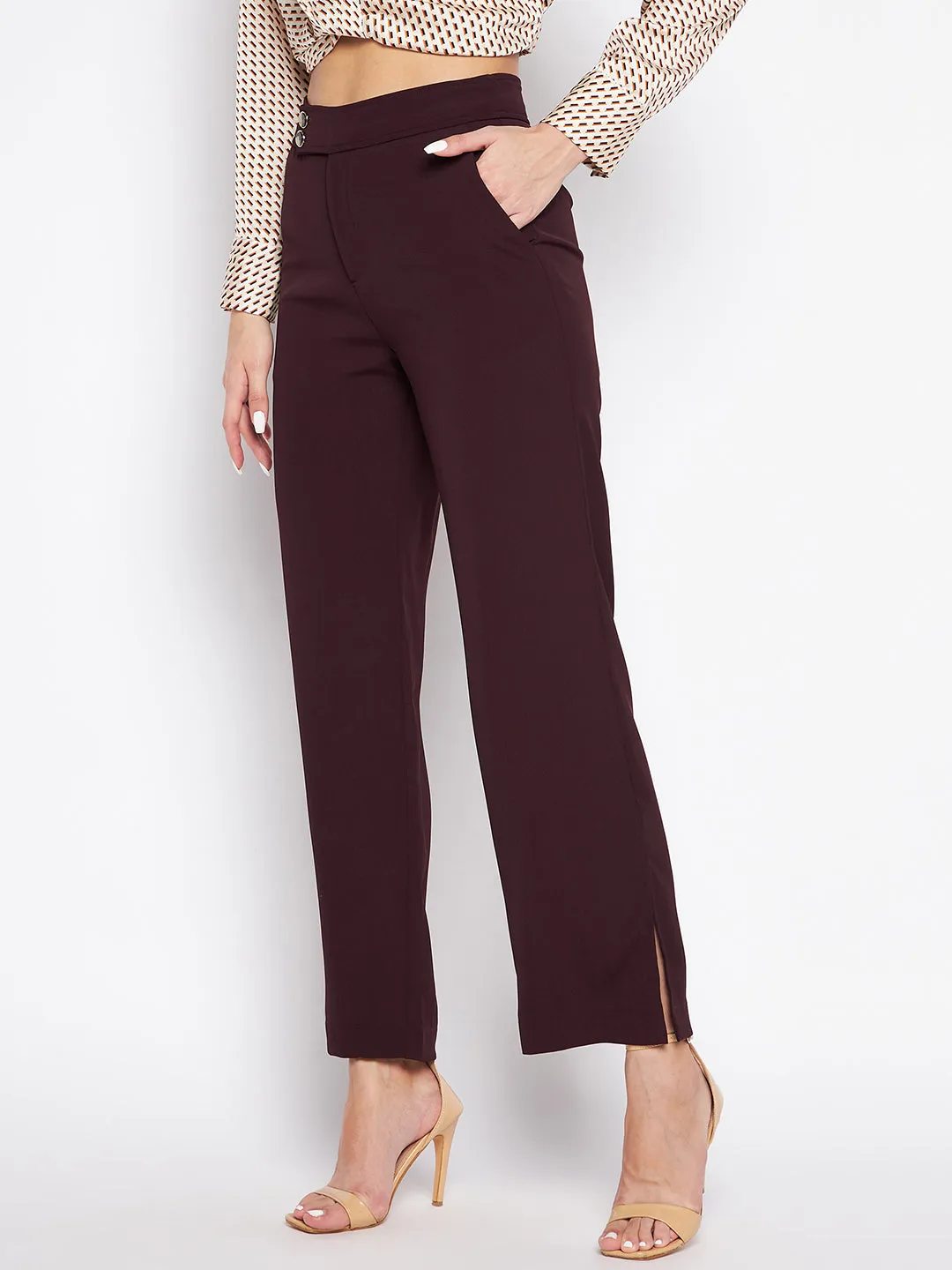 Madame Wide Leg Trousers With Embellished Belted Waist