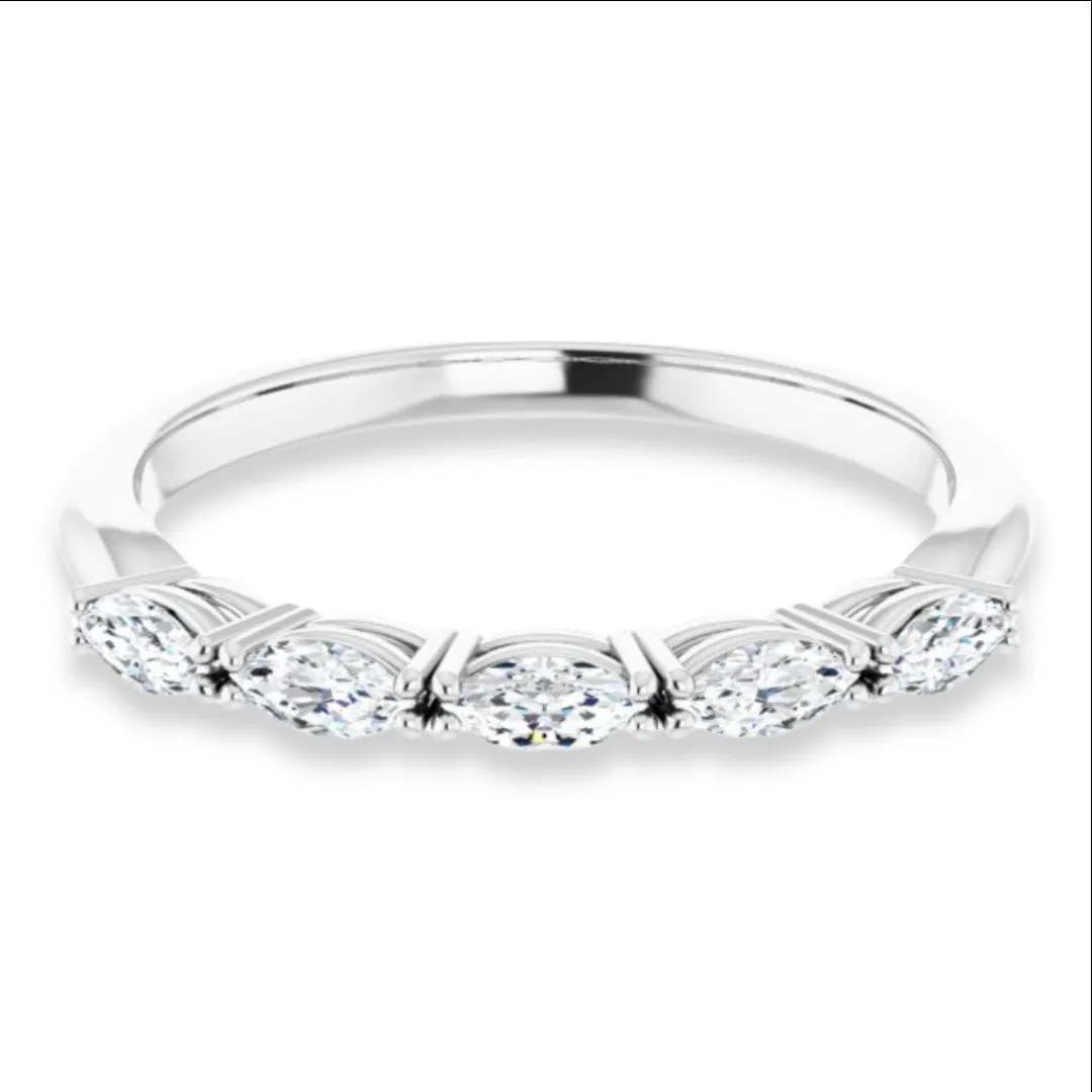 Marquise Diamond Five Stone Wedding Band
