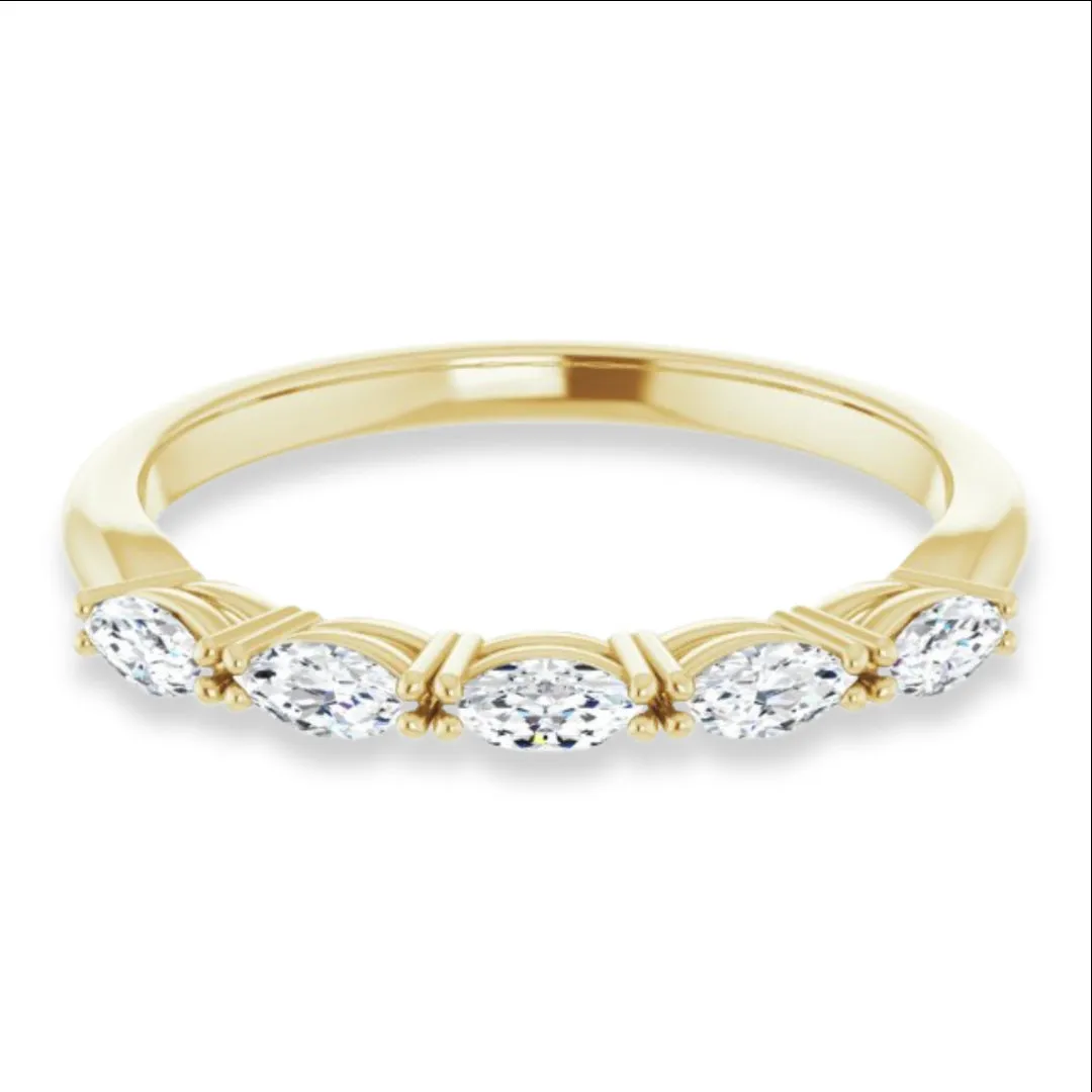 Marquise Diamond Five Stone Wedding Band