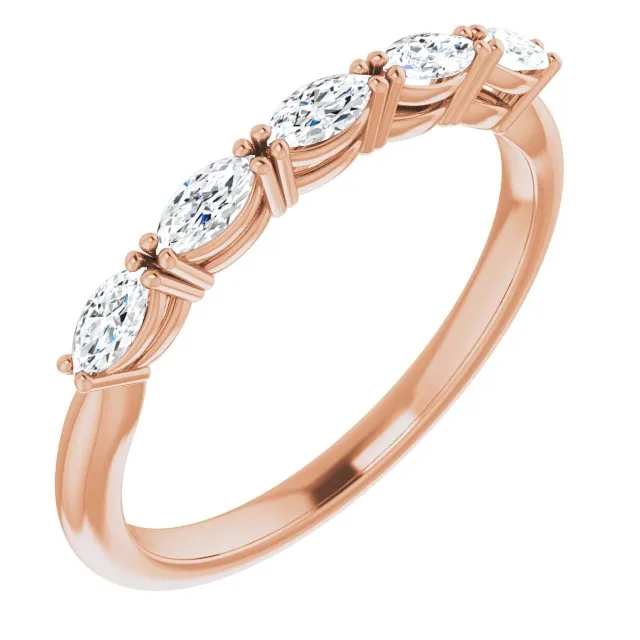 Marquise Diamond Five Stone Wedding Band