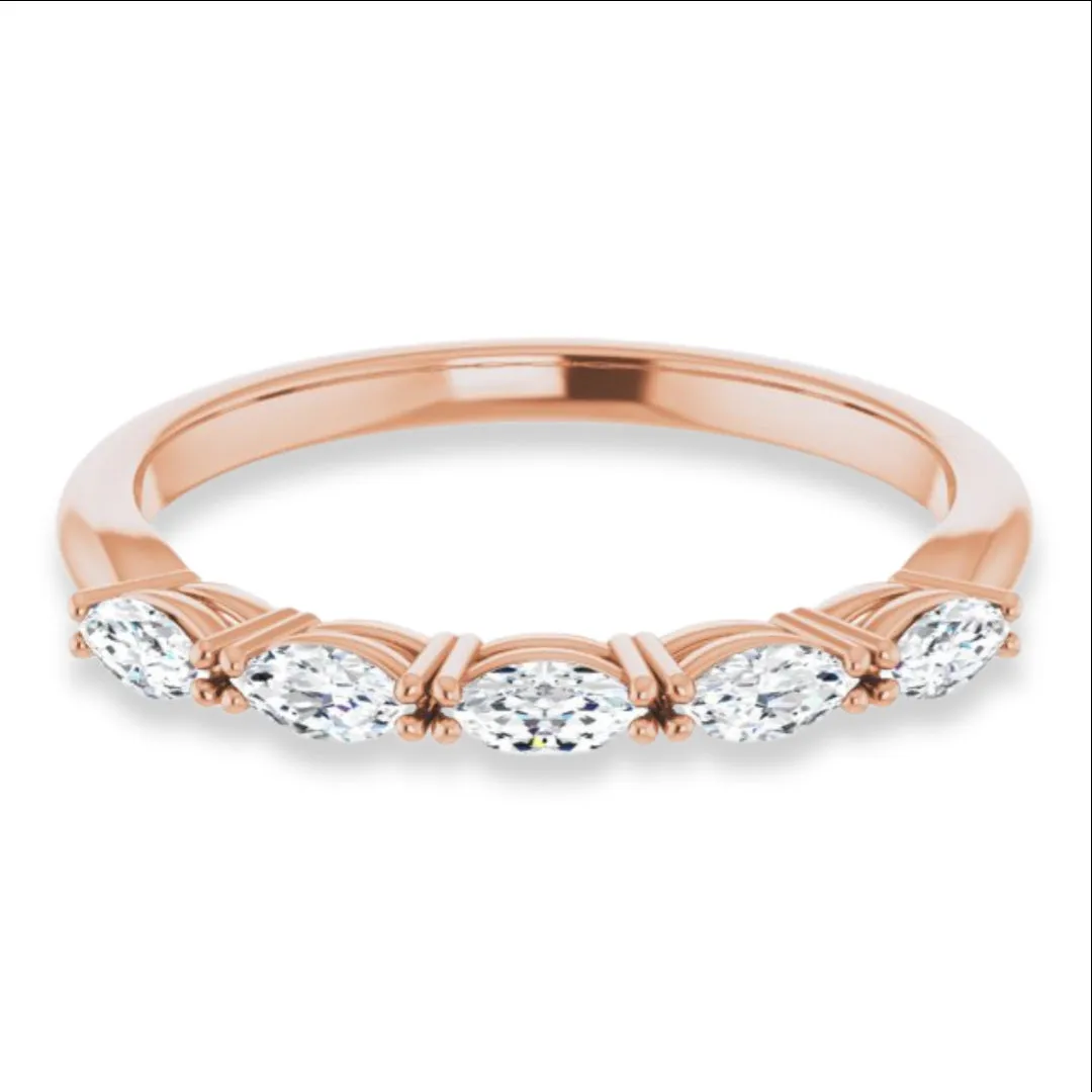 Marquise Diamond Five Stone Wedding Band