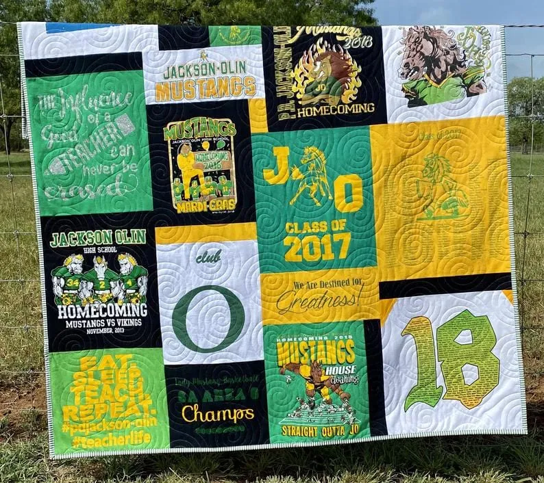 Memorial Tee Shirt Quilt DEPOSIT Custom Memory Blanket Graduation Gift T-Shirt Handmade Keepsake Personalized Modern Sport Clothing Fireman T-Shirt
