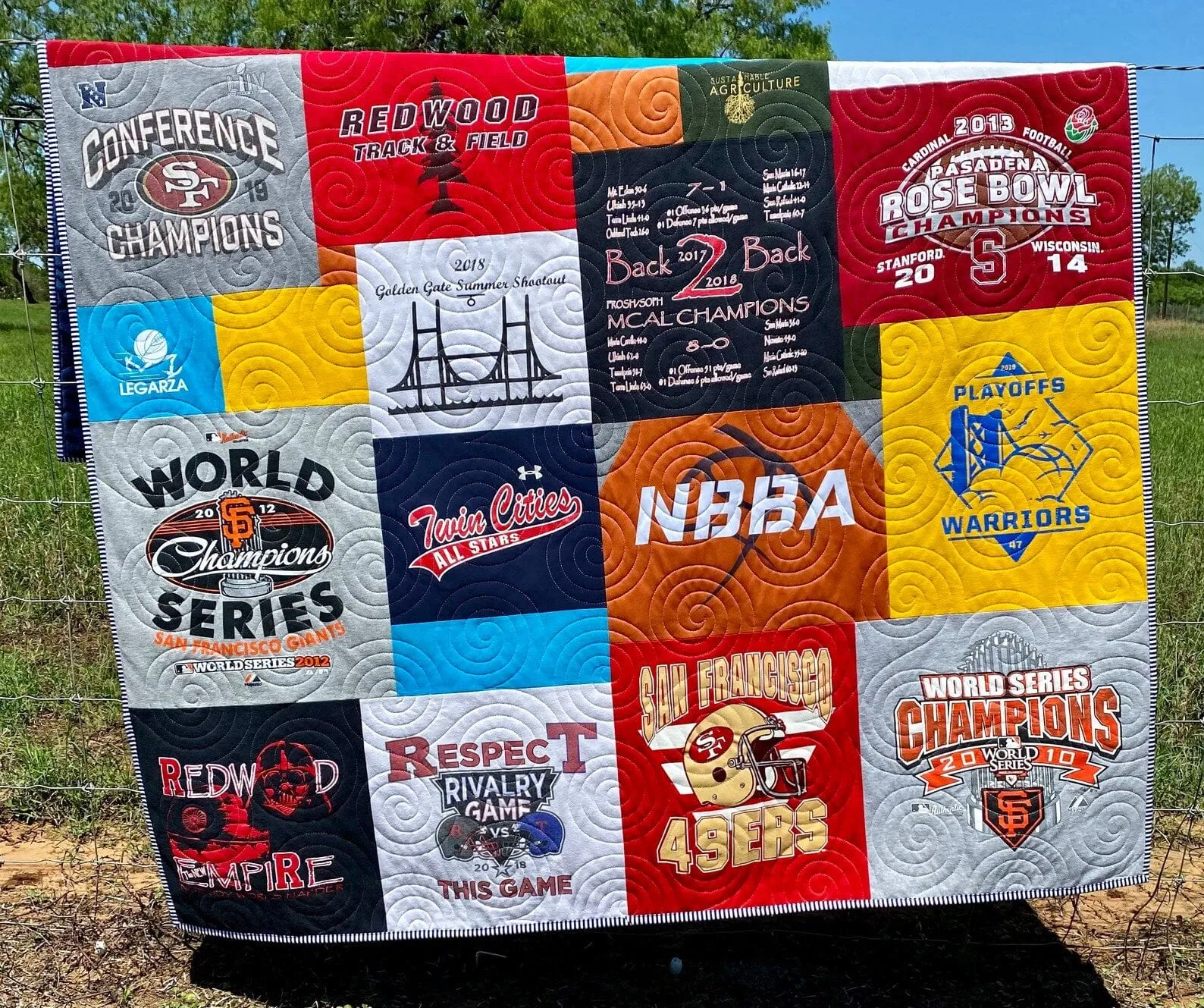 Memorial Tee Shirt Quilt DEPOSIT Custom Memory Blanket Graduation Gift T-Shirt Handmade Keepsake Personalized Modern Sport Clothing Fireman T-Shirt